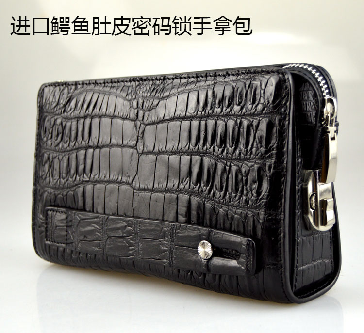 Import Niro Crocodile Belly Leather Handbag EUROPEAN FASHION BUSINESS MEN'S BAG GENUINE LEATHER DOUBLE-LACED MEN'S HAND HOLDING HANDBAG
