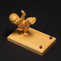 Wood carving solid wood mobile phone holder creative office desktop lazy bracket handicraft birthday gift boxwood ornaments