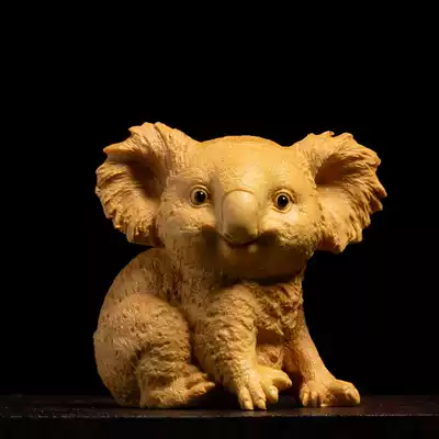 Leaflet boxwood carving Home decoration Living room decoration Creative carving craft gift decoration Handle animal decoration Koala