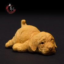 Boxwood carving creative solid wood handlework carving crafts zodiac dog cute animal small ornaments Labrador