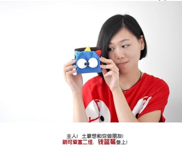 PLUMO dễ thương ngắn dễ thương ví phim hoạt hình vải sang trọng Nhật Bản và Hàn Quốc nhiều thẻ sáng tạo cặp tiền xanh việt quất - Ví tiền ví lacoste