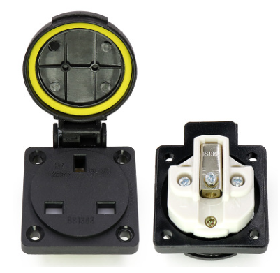 BS1363 British round cover waterproof socket British standard British standard British Hong Kong electromechanical waterproof socket 13A IP44