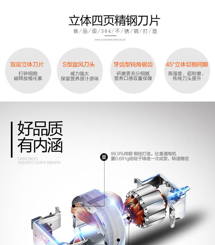 máy sinh tố panasonic ANMIR / Anmier AMR800C máy ép trái cây bốn trong một máy ép trái cây điện đa năng - Máy ép trái cây máy xay đá bào