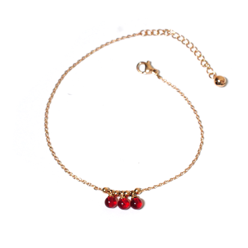 Hàn Quốc vàng hồng hạt vàng titan vòng chân vàng 14K không gây dị ứng không phai nữ mới hoang dã - Vòng chân vòng chân titin ko gỉ