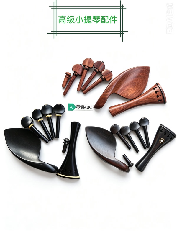 Violin Accessories: High-Grade Chinrest, Tailpiece, String Pegs, String Plate, String Shaft, Ebony and Sandalwood Set, Free Shipping