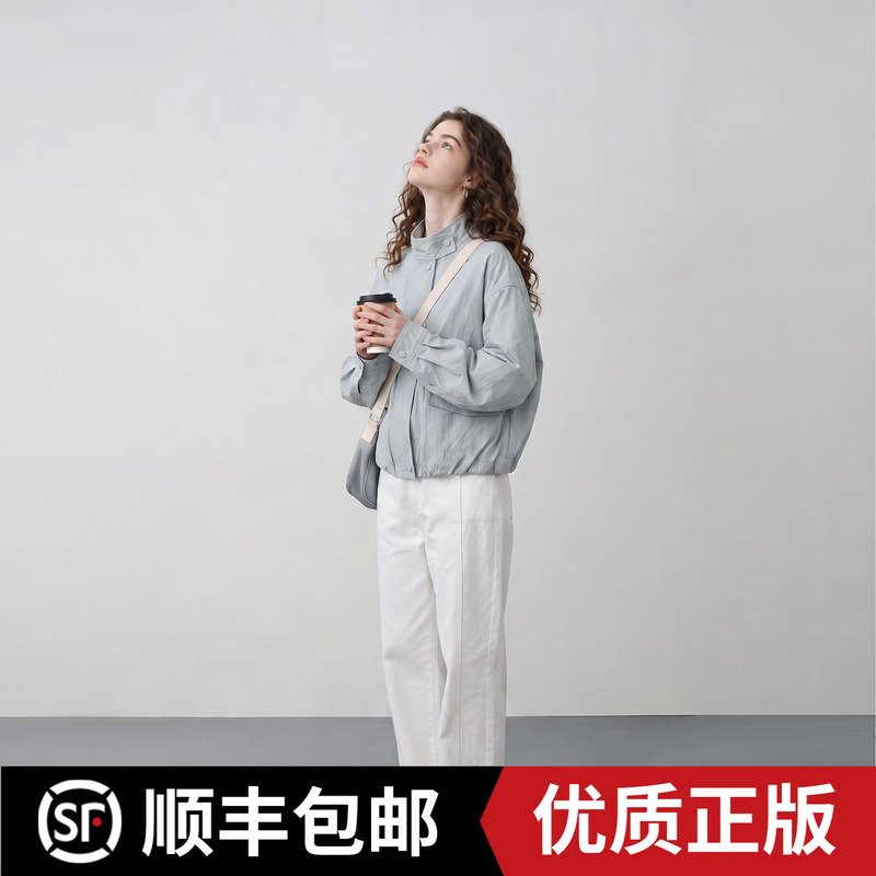 Minimalist Style Blue Slim-Fit Leather Jacket for Women 2026 New Model Stand Collar Stylish Age-Reducing Fashion Versatile Jacket Minimalist Style Blue Slim-Fit Leather Jacket for Women 2026 New Model Stand Collar Stylish Age-Reducing Fashion Versatile Jacket
