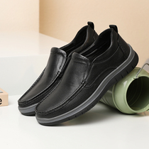 Foreign trade Original single head Bull Leather Business Casual Mens Shoes Outdoor Non-slip Wear and wear sleeves Soft Bottom Dad Leather Shoes