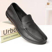 Summer Mens Ultra Soft Leather Foreign Trade Bean Bean Shoes Casual Shoes Genuine Leather Single Layer Cow Leather Breathable Sleeve Foot Driving Soft-bottom Shoes