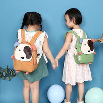 Tricolour Patch Kindergarten School Bag Anti-Loss Canvas Small Backpack Boy Girl Girl Baby Cute Children Double Shoulder Bag