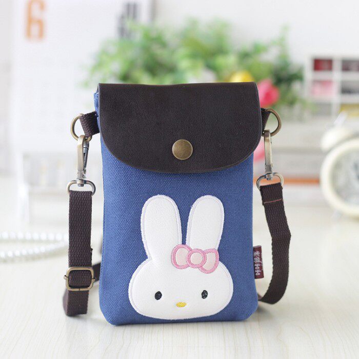 Cartoon mobile phone bag female messenger bag 2022 summer mini bag student Korean version cute canvas art coin purse