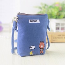 2019 Korean version of the new canvas mobile phone bag Oblique Satchel Bag Cell Phone Bag Zero Wallet Student Mini Bag Wave