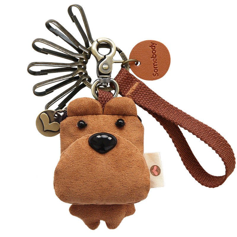 Three-color patch embarrassing bear keychain ugly cute fabric key pendant Korea cute men and women coin coin purse