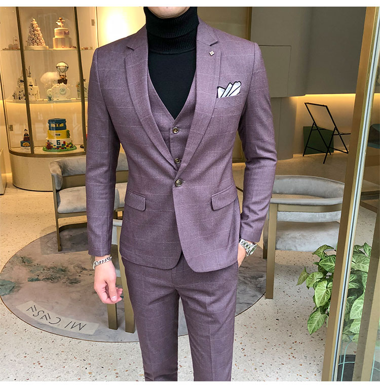 Khí tiết mùa thu đông Hàn Quốc Nhà tạo mẫu tóc Hàn Quốc Slim size phù hợp với bộ đồ kẻ sọc nam phù hợp với váy cưới quần sooc nam