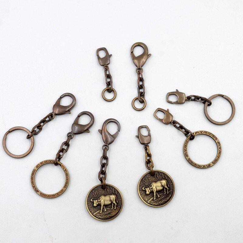 Custom pure copper buckle chain key chain retro creative pure handmade men and women pendant pendant quick open copper chain hanging chain accessories