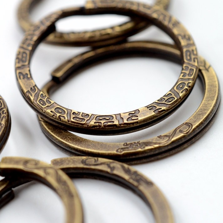 Everyone's original vintage pure copper carving pattern decoration gluttonous copper ring keychain bag key ring Copper ring DIY ring