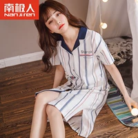 Áo ngủ mùa hè ở Nam Cực tay áo ngắn cotton Hàn Quốc Bộ đồ ngủ nữ tươi mới ngọt ngào dịch vụ nhà sinh viên mỏng đầm nữ đẹp
