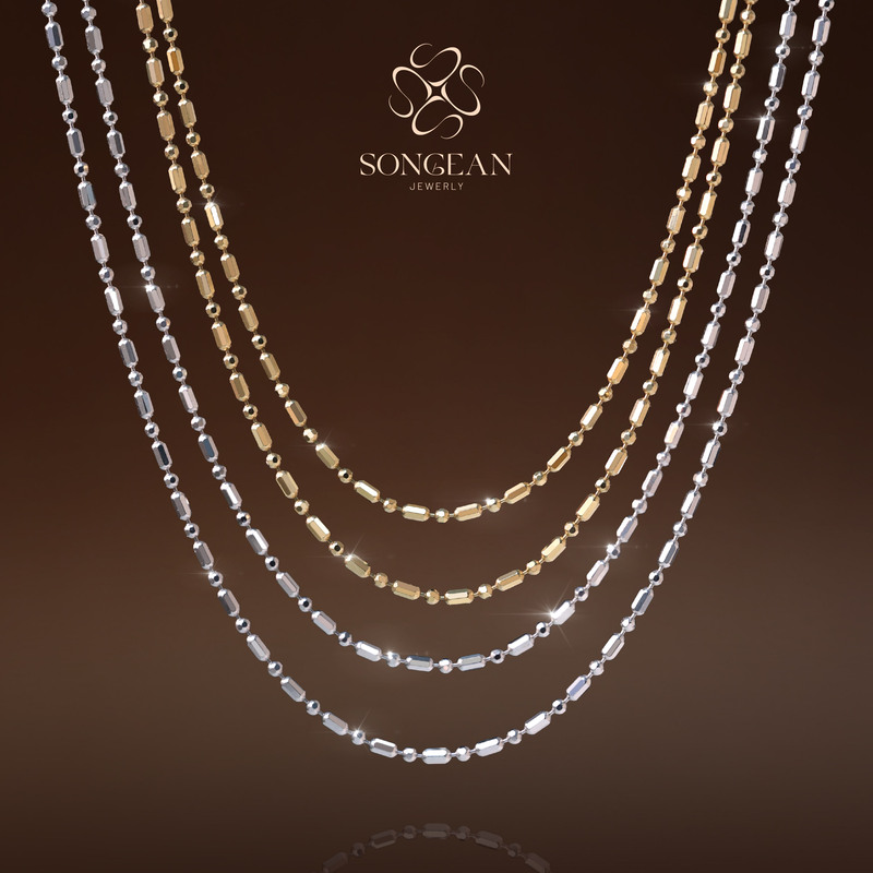 Songean 18K Gold Bamboo Knot Necklace Plain Gold Clavicle Chain Pin-Style Full Chain Adjustable Versatile Shiny Songean 18K Gold Bamboo Knot Necklace Plain Gold Clavicle Chain Pin-Style Full Chain Adjustable Versatile Shiny