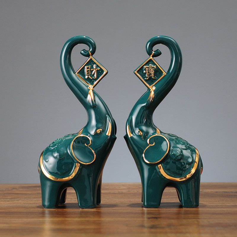 Lucky elephant decoration Home decoration cabinet Bedroom partition Living room wine cabinet decoration Ceramic decoration small ideas