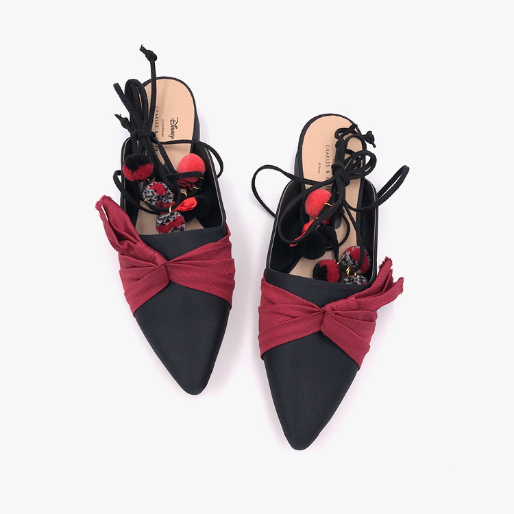 Mùa xuân và mùa hè 2019 mới nơ màu sắc phù hợp với baotou sandal đế bằng của phụ nữ - Sandal dép cao gót