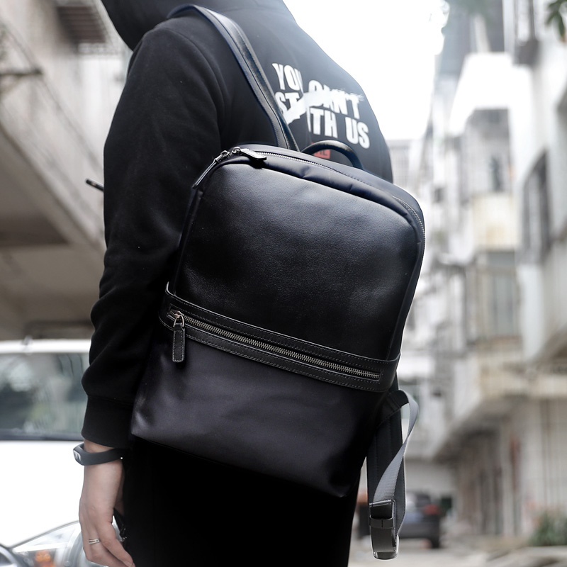 Shoulder Bag Men's Double Shoulder Bag Small Travel Trend Ins Business Computer Bag Casual Brief Genuine Leather Superior Leather Bag