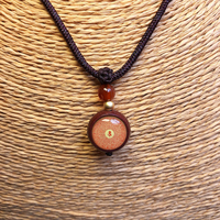 Surangama Mantra Cinnabar Pendant Necklace High Content Purple Gold Sand Double-sided Necklace for Men and Women’s Safety Protection Cinnabar