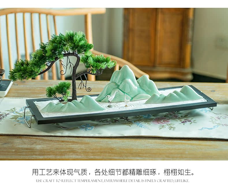 The New Chinese zen dry landscape ceramic rockery teahouse adornment of the sitting room porch tea micro landscape sand furnishing articles