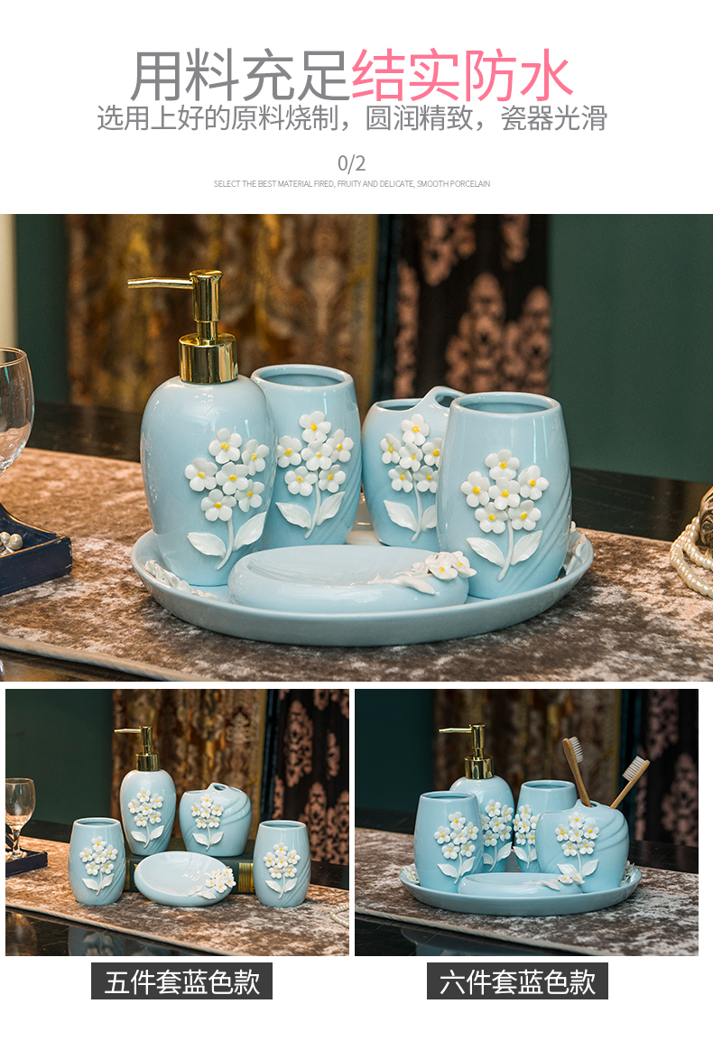 Ou set sanitary ceramic five Chinese valentine 's day gift toothbrush cup toilet wash gargle suit couples suits for