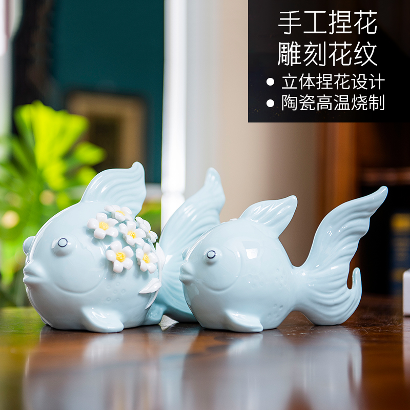 European ceramic furnishing articles to the fish living room table, TV ark, bedroom home decoration rich ancient frame house wedding gift