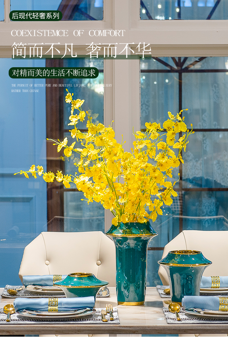 Light and decoration ceramics blackish green vase furnishing articles ideas of new Chinese style porch decorate the living room table dry flower, flower implement