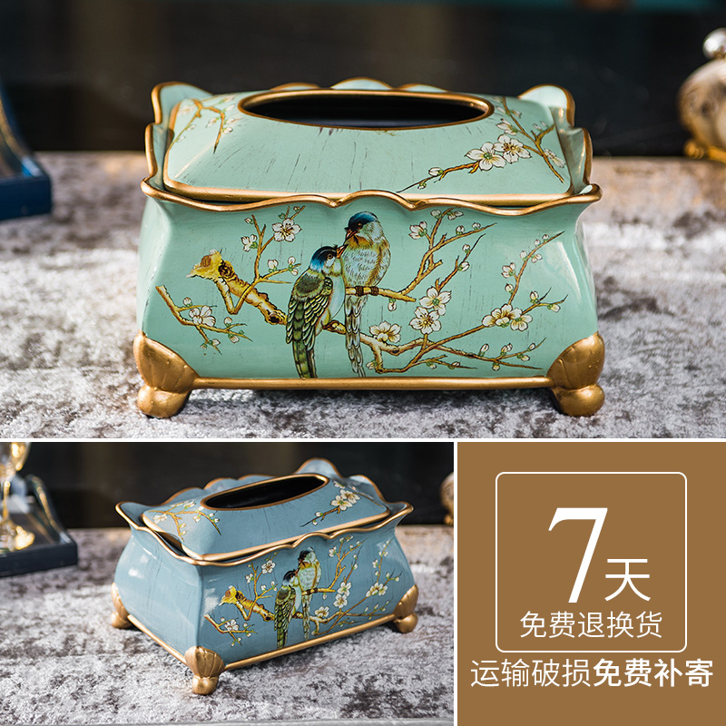 American classic ceramic decorative paper tissue box European sitting room tea table smoke box of furnishing articles creative household smoke box