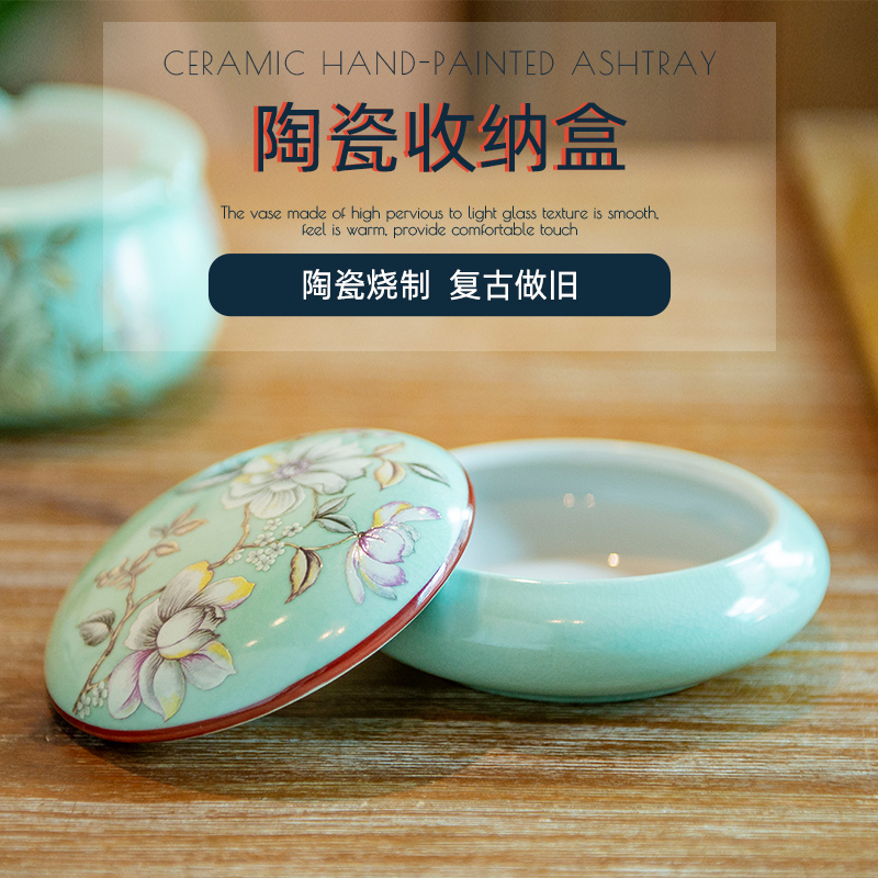 Creative new Chinese style ceramic jewelry boxes makeup desktop jewelry box storage box porch bedroom store content box