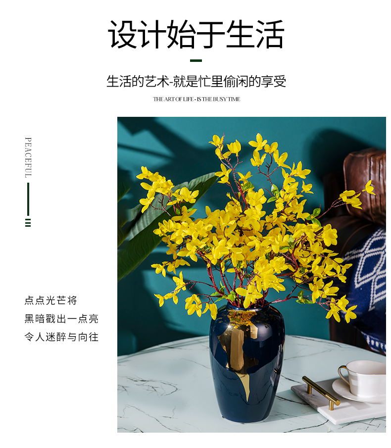 Creative light key-2 luxury ceramic vases, new Chinese flower arranging sitting room TV ark, furnishing articles furnishing articles study the dried flower decoration