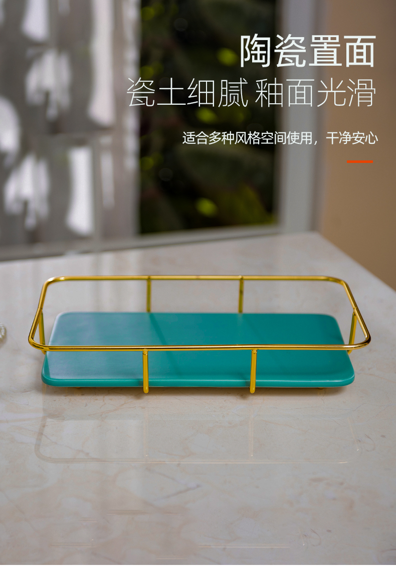 Nordic matte enrolled green ceramic creative bathroom five suits for toothbrush gargle gift couples home small tray