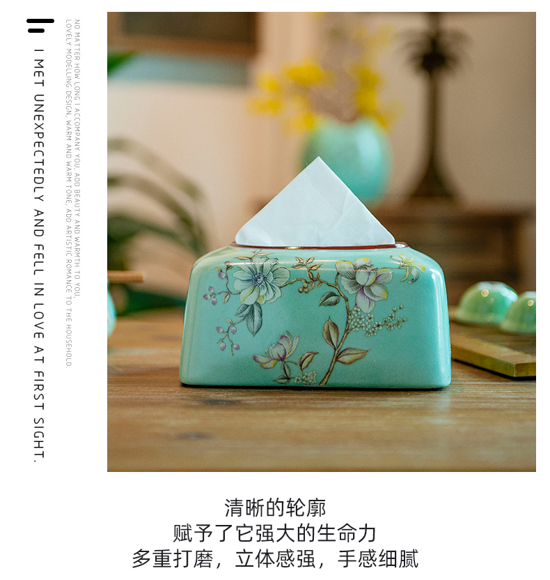 American tissue boxes sitting room tea table of the new Chinese style high temperature ceramic famille rose smoke box between example use the receive the case of a home stay facility