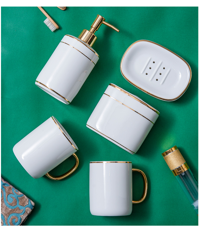 Contracted light set the key-2 luxury of ceramic sanitary ware has five home bathroom toilet gargle cup toothbrush cup for wash gargle suit