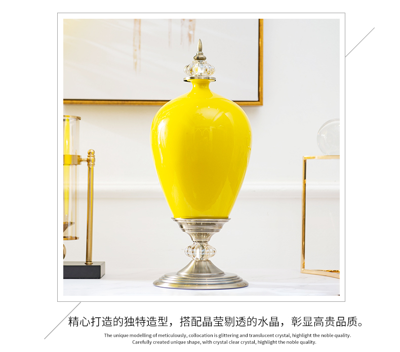 Light European - style key-2 luxury furnishing articles ceramic vase American living room TV cabinet wine show porch decoration flower arranging flowers