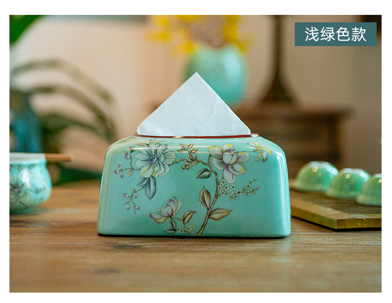 Tissue boxes sitting room tea table artical desktop boxes ceramic household smoke box restaurant decorative paper box