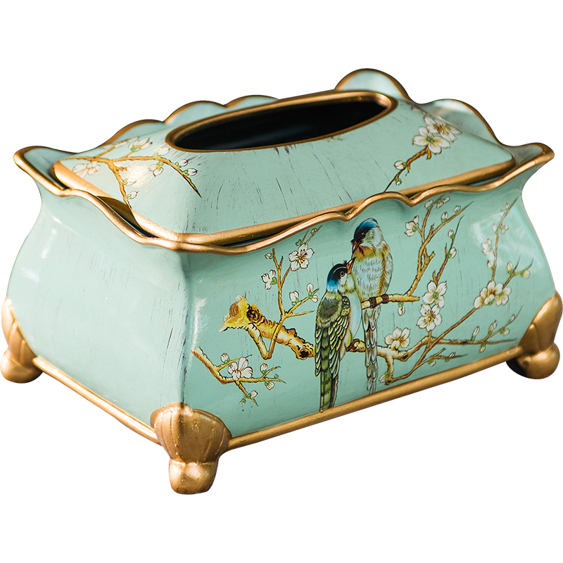 American classic ceramic decorative paper tissue box European sitting room tea table smoke box of furnishing articles creative household smoke box