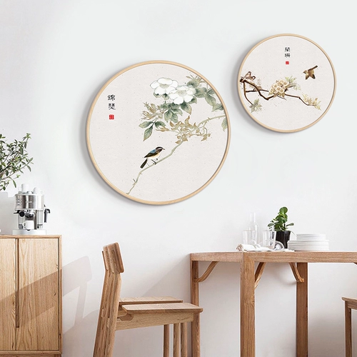 Новый китайский стиль цветок и птица украшение стены гостиной картина круглый диван в китайском стиле фон настенная живопись ресторан вход фреска