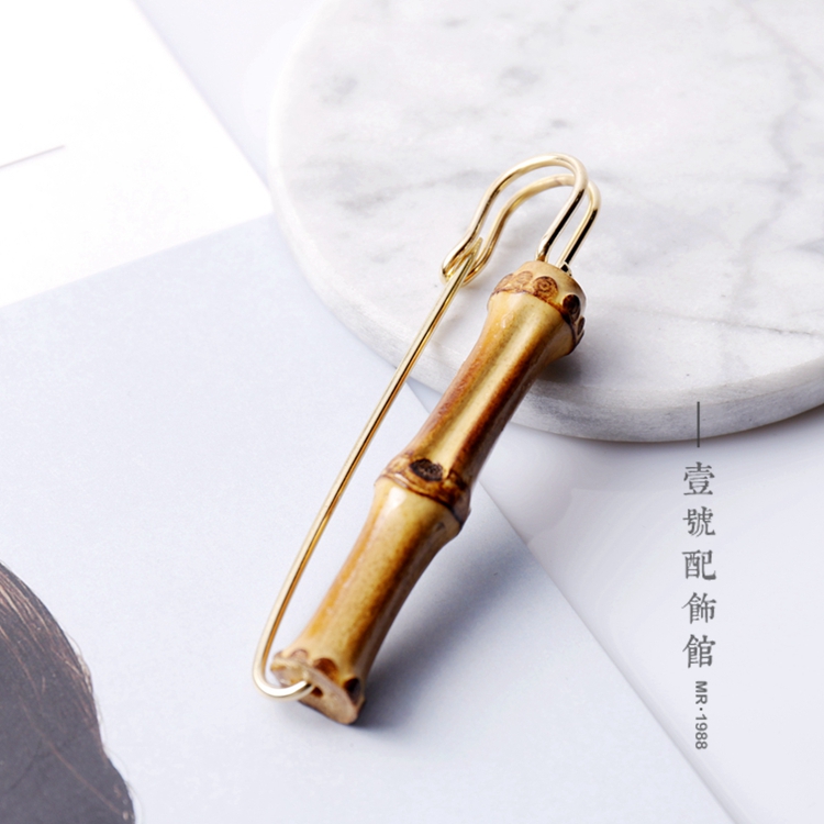 Trâm tre đơn giản / cá tính gió quốc gia hạt nhỏ trâm cá nhân phong cách dân tộc trang sức tre trâm hoa cài áo