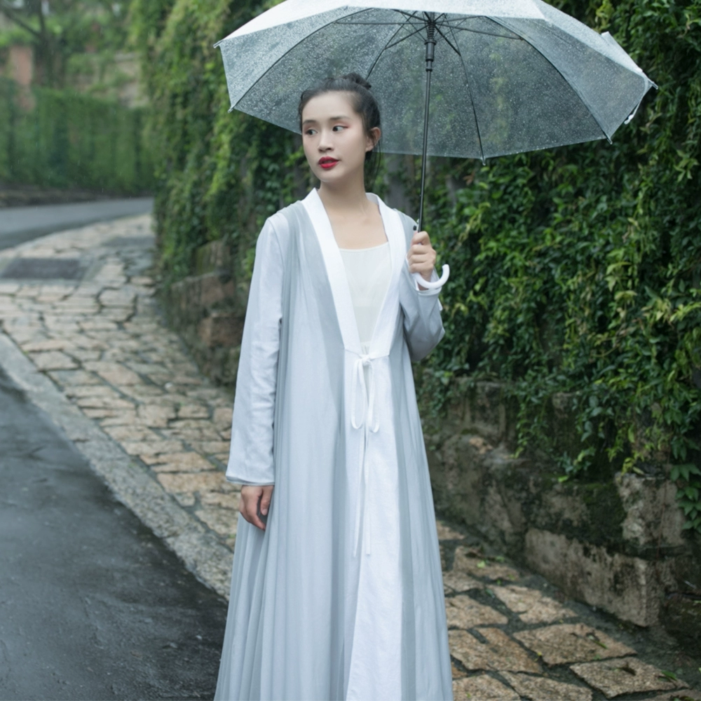 Cotton Linen Retro cải tiến Hanfu Cardigan 2021 Mùa xuân Phong cách mới Art Mesh Áo khoác gió Áo khoác chống nắng của phụ nữ - Trench Coat