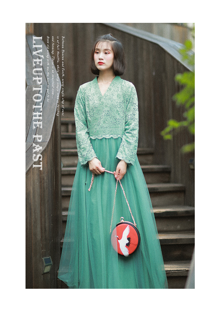 Cotton and linen 2018 mùa thu mới văn học retro cổ áo Hanfu cải tiến ren dài trench coat Áo khoác mỏng nữ áo khoác thể thao nữ