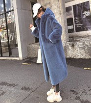 2021 new winter wool coat imitation mink hair long thick hooded loose artificial fur imitation fur coat