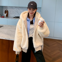 Fur coat women 2020 autumn and winter New imitation Rex rabbit hair hooded ears cute young lamb wool coat