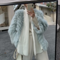2021 Winter new fox fur coat female medium long mink stitching young imitation fur fur coat women