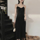 Bias-cut fishtail suspender skirt anti-wrinkle chiffon v-neck dress mid-length spring and summer bottoming women's a-line vest long skirt