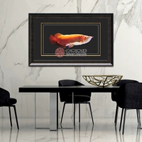 Древнее искусство вышивка SU Art Hanging Painting Golden Dragon Fish Restauran