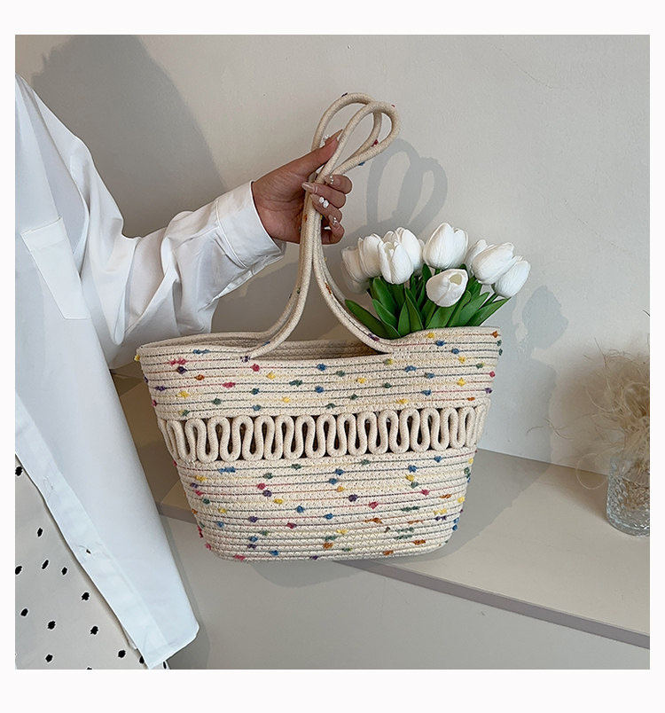 Spring&Summer Season Women'S Gender Women's Medium Spring&summer Cotton Fashion Straw Bag