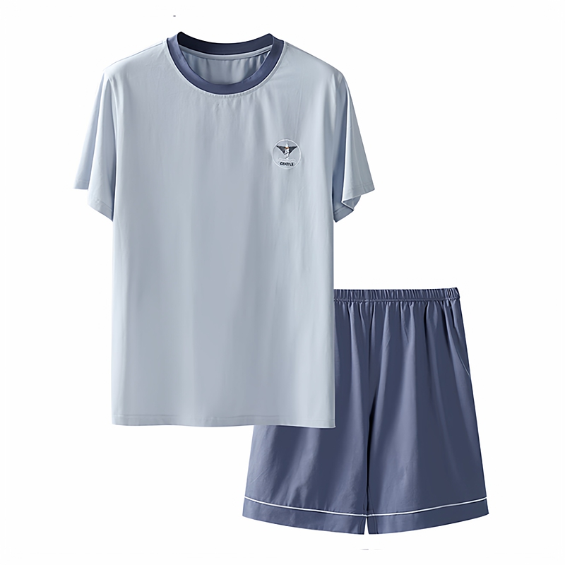 【Two-Piece Set】【Exclusive for Super Little Sun】Men's Short-Sleeved Home Wear Set, Fashionable Dj10503