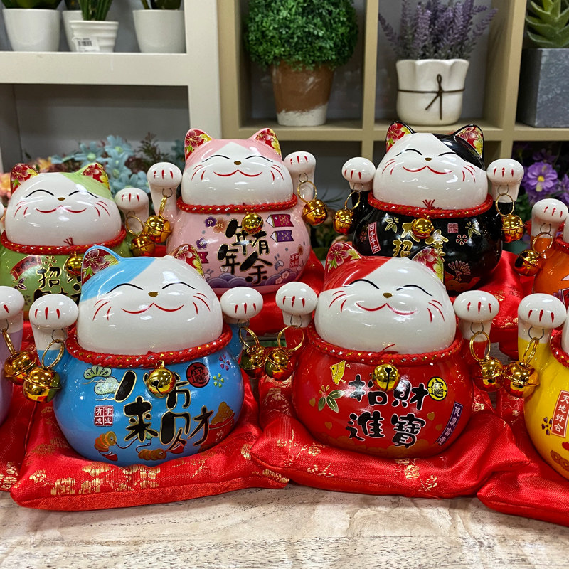 Maneki Neko Lucky Cat Coin Bank – Decorative Wealth & Good Fortune Charm | Ceramic Decor